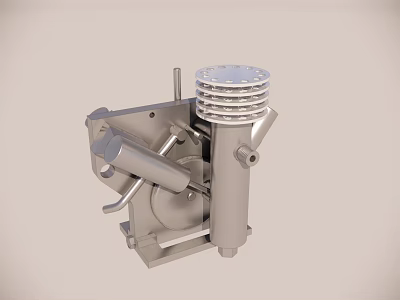 Industrial Metal Mechanical Component With Cylindrical Body And Cooling Fins Structure 3d model