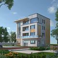 Modern Detached Villa Exterior Design With Glass Windows Wooden Accents Balconies Green Trees And Garden