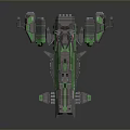 Futuristic Sci Fi Spaceship Model With Green And Gray Exterior Design 3d model