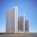 Modern High Rise Office Building With Glass Curtain Wall Exterior Under Clear Blue Sky