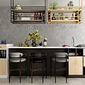 Modern Bar Chair Combination Meal Bar Wine Hanger Combination 3d model