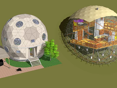 Modern Homestay Round Glass Room Sunshine Room Round Resort Homestay Homestay Homestay Dome Special-Shaped Building 3d model