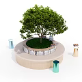 Modern Tree Pool Tree Pool Public Chair 3d model
