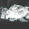 Sci Fi Spaceship Model With Black And Orange Exterior And Mechanical Details