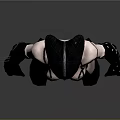3D Model Female In Black Tight Fitting Outfit With High Hat Long Gloves And Boots