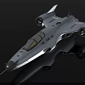 Futuristic Silver Streamlined Aircraft with Twin Engines Cockpit and Reflective Surface