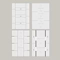 Four Different White Ceiling Designs With Square Geometric Patterns And Lines
