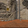 Cave Interior Design With Rock Walls Metal Ladder And Earthen Floor