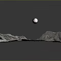 Realistic Moon Surface 3D Render with Distant Earth and Gray Craters 3d model