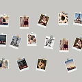 Photo Wall Decor With Multiple Clipped Photos People And Landscape On Light Background