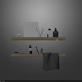 Modern Bathroom Accessories With Wall Mounted Shelves Mirror Toiletries And Towel
