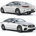 Silver Mercedes Benz Coupe Rear And Front Views