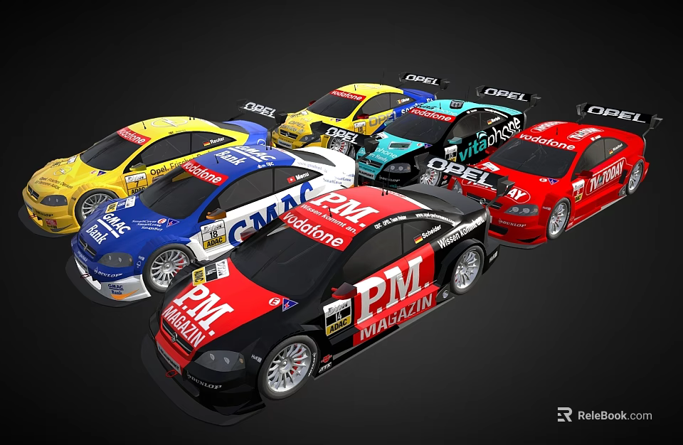 Colorful Racing Cars With PM CUPRA CODE Martini Sponsor Logos And Sporty Design 3d model 
