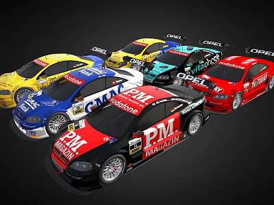 Colorful Racing Cars With PM CUPRA CODE Martini Sponsor Logos And Sporty Design 3d model