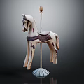 Decorative Carousel Horse Ornament Set For Home Decor With Vintage Design And Blue Base