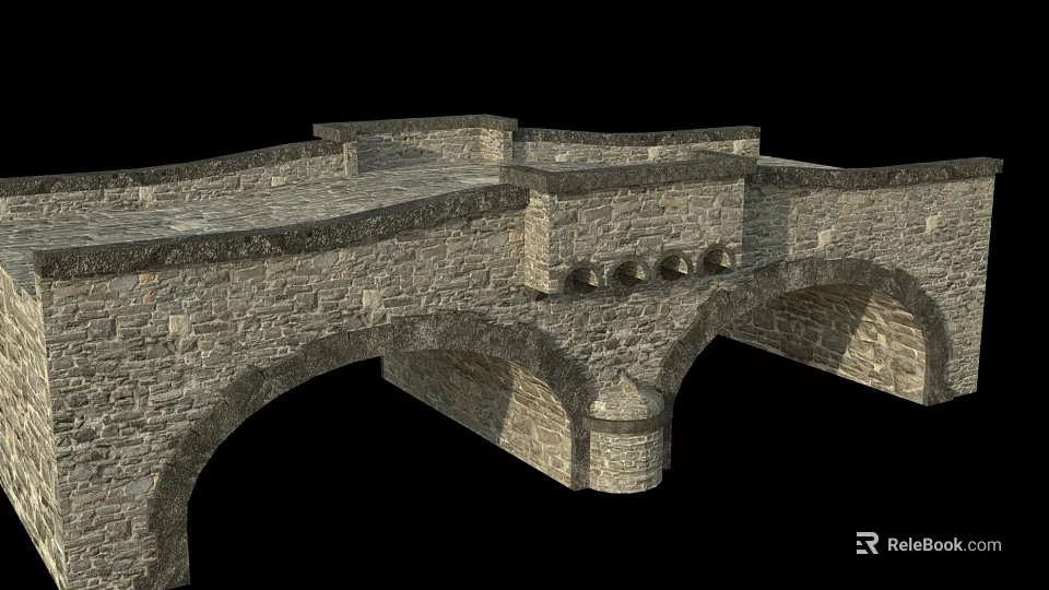 Historic Stone Arch Bridge With Classic Design And Masonry Structure 3d model 