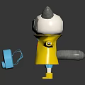 Cartoon Cat Character In Yellow Raincoat With Blue Backpack And Rain Boots