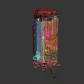 Metal Suitcase With Red Body Silver Top And Stand Base Design
