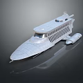 Futuristic Silver Spaceship Model With Streamlined Design Top Structure And Propulsion Unit 3d model