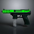 Green and Black Pistol with Hollowed Out Patterned Upper Receiver and Tactical Design
