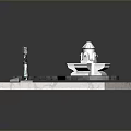 3D Decorative Fountain Model With Green Leaf Base And Stone Path Design