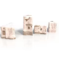 Traditional Architecture Small Building Models With Stone Walls And Windows