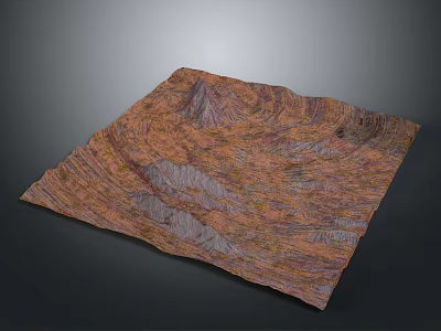 Layered Mountain Terrain Landscape With Brown Orange Gray Textures And 3d model