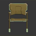 Modern Leisure Chair With Green Frame And Brown Patterned Cushioned Seat