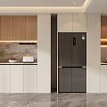 Modern Wine Cabinet Design In Contemporary Kitchen With Wooden Panels And Glass Doors