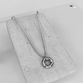 Elegant Modern Minimalist Silver Necklace With Circular Pendant On Stone Tray