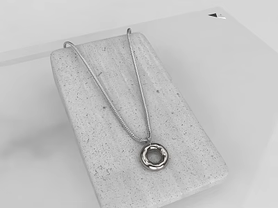 Elegant Modern Minimalist Silver Necklace With Circular Pendant On Stone Tray 3d model Elegant Modern Minimalist Silver Necklace With Circular Pendant On Stone Tray 3d model