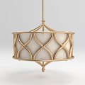 Elegant Decorative Chandelier With Gold Frame Geometric Pattern And White Shade Design 3d model
