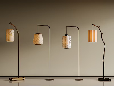 Fishing Lamp New Chinese Style Floor Lamp-Ancient Floor Lamp Bamboo Wooden Floor Lamp Chinese Lantern 3d model
