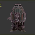 Vintage Green Orange Mechanical Structure With Dome Top Control Panels And Support Legs