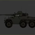 Vintage Military Armored Vehicle With Six Wheels Antennas Cannon And Military Number 519