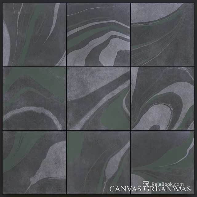 Green And Gray Marble Tiles With Swirl Patterns In Grid Layout For Decorative Building Components 3d model 