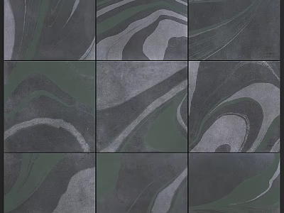 Green And Gray Marble Tiles With Swirl Patterns In Grid Layout For Decorative Building Components 3d model