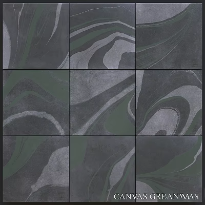 Green And Gray Marble Tiles With Swirl Patterns In Grid Layout For Decorative Building Components 3d model