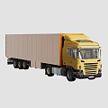 Electric Toy Truck Realistic Model With Yellow Cab And Brown Container For Kids