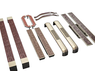 Diverse Styles Of Modern Handles With Decorative Patterns And Metal Materials 3d model