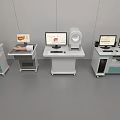 Modern Medical Equipment Workstations With Computer Monitors And Testing Instruments 3d model