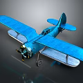 Vintage Blue Biplane Model For Space Aeronautics Education And
