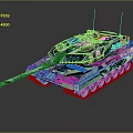 Camouflaged Military Tank With Tracks Turret And Long Cannon Barrel