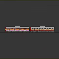 Modern Silver Train With Red Front Two Carriages Colorful Stripes On Rail Tracks
