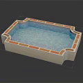 Swimming Pool With Clear Blue Water White Border And Orange Brick Trim Modern Design
