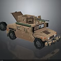 Desert Colored Tactical Military Vehicle With Roof Mounted Machine Gun And Open Door