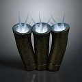 Three Modern Speckled Bamboo Shaped Decorative Lamps with Blue Illuminated Tops for Home Decoration
