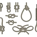 Various Decorative Rope Knots in Different Shapes and Sizes Design 3d model