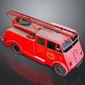 Vintage Red Fire Truck With Roof Ladder And Classic Design Features