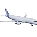 White Commercial Airplane With Blue Tail Logo Model A380 Design